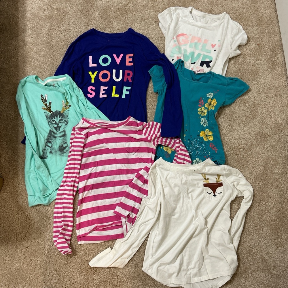 Cat & Jack/Wonder Nation Graphic and Striped Long Sleeve Shirt Set of 6